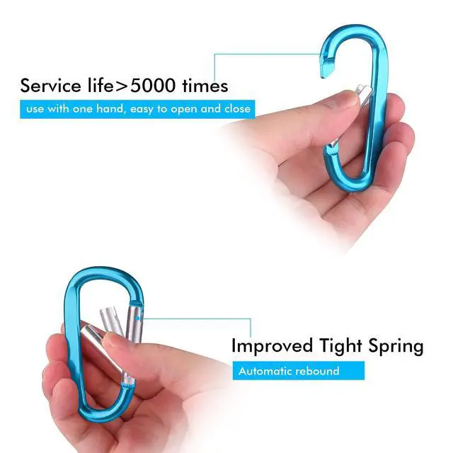 Alt view image 3 of 7 - 6PCS Carabiner Caribeaner Clip,3" Large Aluminum D Ring Shape Carabeaner Keychain Hook