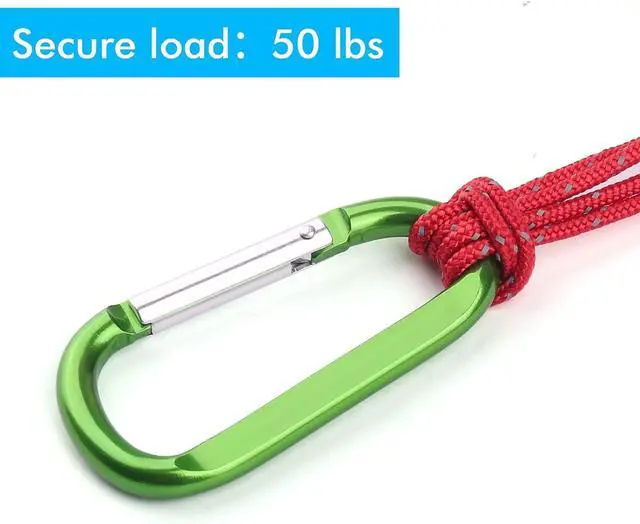 Alt view image 4 of 7 - 6PCS Carabiner Caribeaner Clip,3" Large Aluminum D Ring Shape Carabeaner Keychain Hook