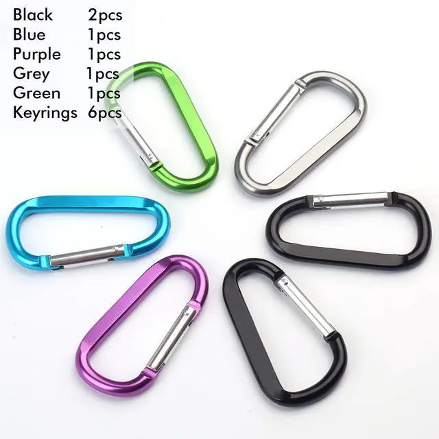 Alt view image 5 of 7 - 6PCS Carabiner Caribeaner Clip,3" Large Aluminum D Ring Shape Carabeaner Keychain Hook