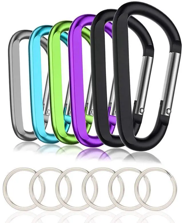 Main image of 6PCS Carabiner Caribeaner Clip,3" Large Aluminum D Ring Shape Carabeaner Keychain Hook