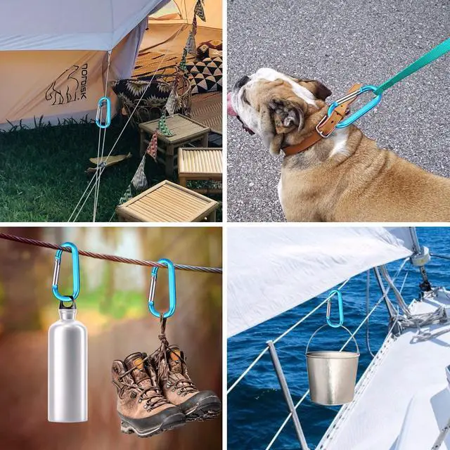 Alt view image 7 of 7 - 6PCS Carabiner Caribeaner Clip,3" Large Aluminum D Ring Shape Carabeaner Keychain Hook
