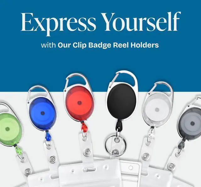 Alt view image 7 of 7 - ID Badge Holders with Clip and Keyring - Vertical Clear Plastic 2.52" x 3.58" Sleeves Fit Up to 3 Cards - Retractable 24" UHMWPE Fiber Pull Cords for Easy Access - 2-Pack, Black Reels