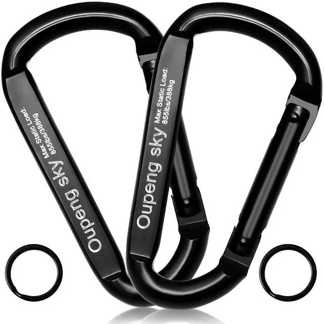 Main image of Carabiner Clip855lbs3" Iron Heavy Duty Caribeaners for Hammocks,Camping Accessories,Hiking,Keychain,Outdoors and Gym etc,Spring Snap Hook Carabiners for Dog Leash,Harness and Key Ring,2 PCS,Black