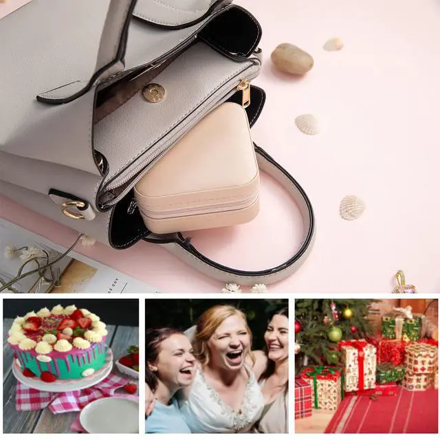 Alt view image 5 of 6 - Travel jewelry case Travel jewelry box Travel Jewelry Organizer Small box Gift for Girls Women with Mirror(Pink)