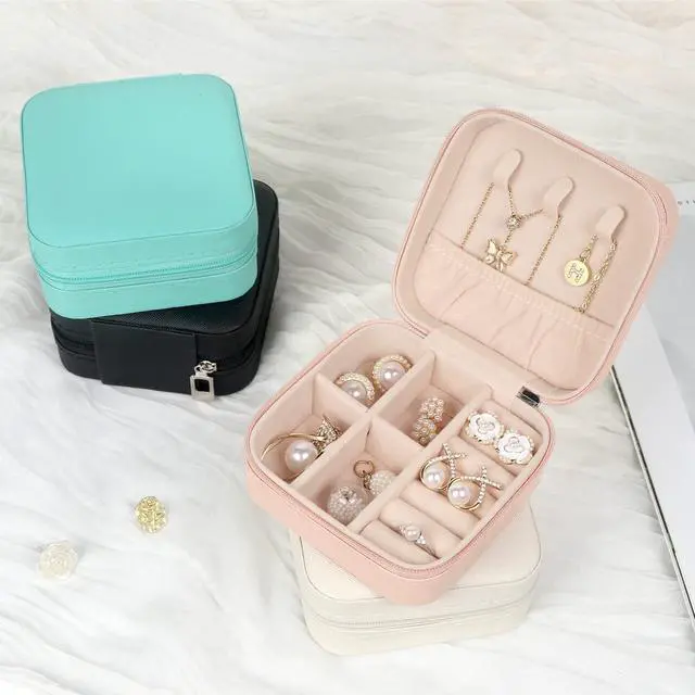 Alt view image 7 of 7 - Travel Jewelry Case Small Jewelry Box Jewelry Organizer Storage Case Portable PU Leather Mini Jewelry Travel Case for Girls Womens Earring, Necklace, Rings,Bracelets