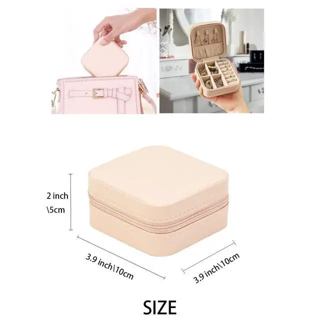 Alt view image 3 of 6 - Travel Jewelry Case, Mini Portable Jewelry Travel Boxes, Small Jewelry Organizer for Rings, Earrings, Pendants, Watches, Necklaces, Lipsticks Organizer Storage Holder Case (Pink)
