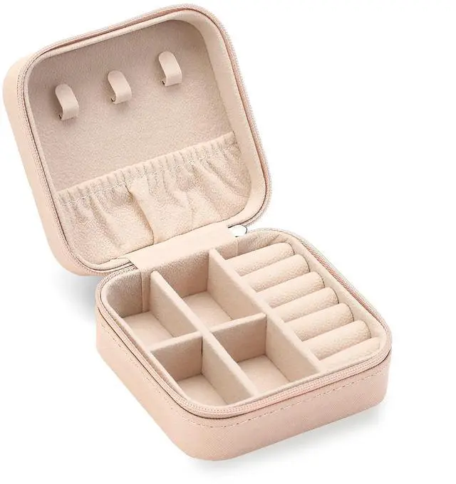 Main image of Travel Jewelry Case, Mini Portable Jewelry Travel Boxes, Small Jewelry Organizer for Rings, Earrings, Pendants, Watches, Necklaces, Lipsticks Organizer Storage Holder Case (Pink)