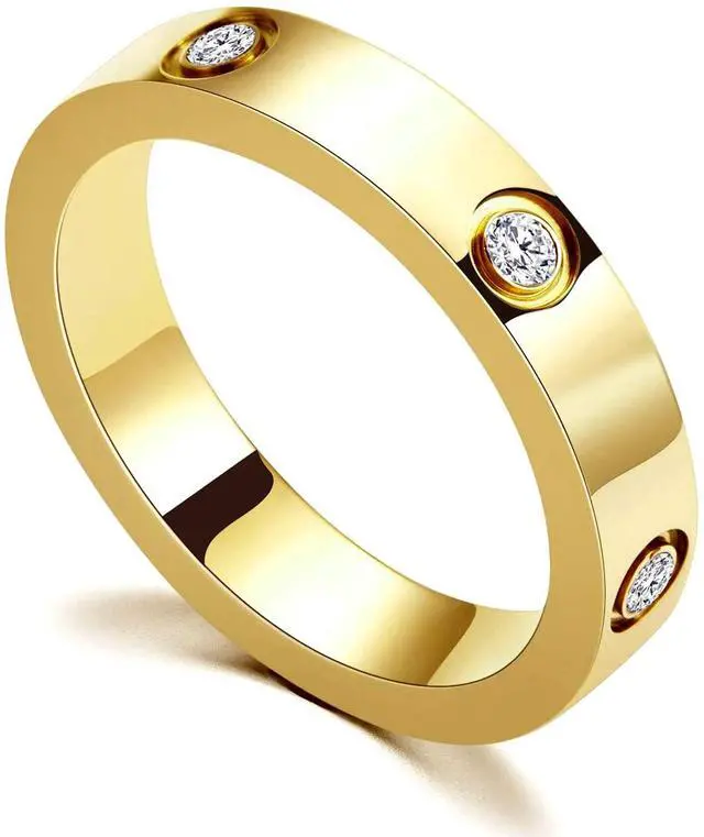 Main image of Love Friendship Ring 18K Gold-Plated Stainless Steel Promise Ring Wedding Band Jewelry Birthday Gifts for Women