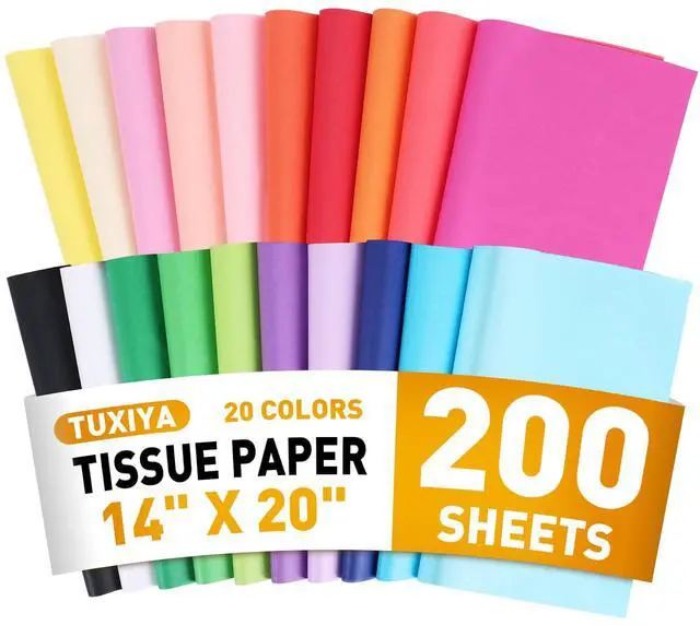 Main image of 200 Sheets Tissue Paper, 20 Colors 14" X 20" Tissue Papers for Gift Bags Birthday Party Flower Decoration, Colored Tissue Paper Bulk for Packaging