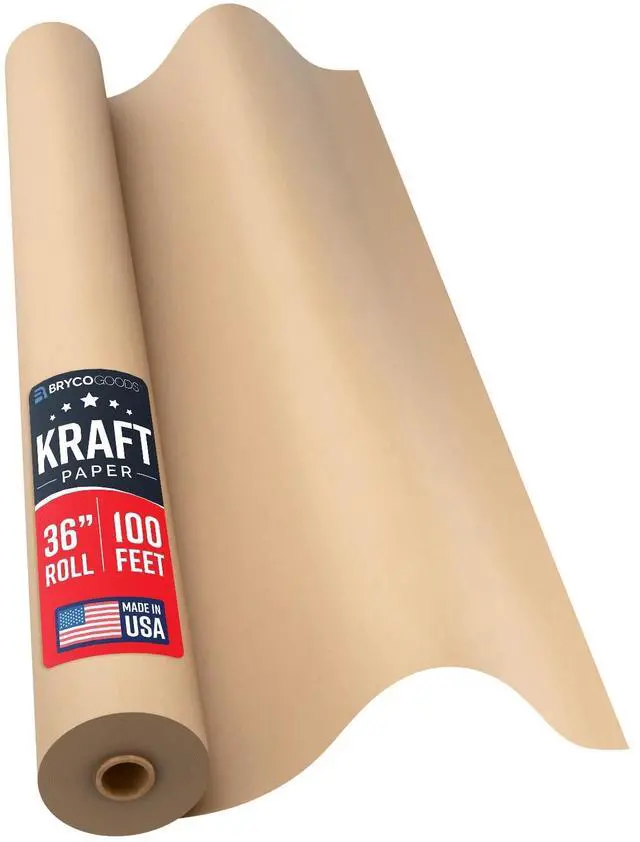 Main image of Large Brown Kraft Paper Roll - 36" x 1200" (100 ft) - Made in USA - Ideal for Gift Wrapping, Packing, Moving, Postal, Shipping, Parcel, Wall Art, Crafts, Bulletin Boards, Floor Cover or Table Runner