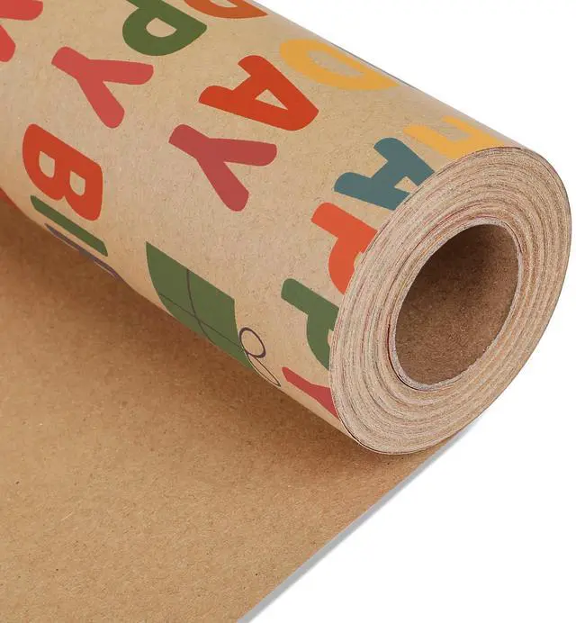 Main image of Birthday Wrapping Paper,Gift Wrapping Paper Roll,Kraft Wrapping Paper-17 inch X 32.8 Feet Per roll,Colorful Happy Birthday Pattern For Boys Girls, Perfect For Birthdays Party, Baby Shower
