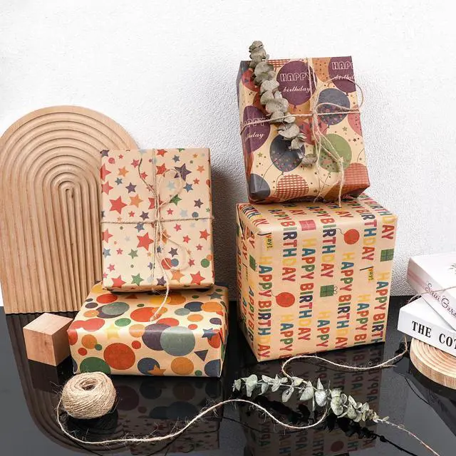 Alt view image 6 of 7 - Birthday Wrapping Paper,Gift Wrapping Paper Roll,Kraft Wrapping Paper-17 inch X 32.8 Feet Per roll,Colorful Happy Birthday Pattern For Boys Girls, Perfect For Birthdays Party, Baby Shower