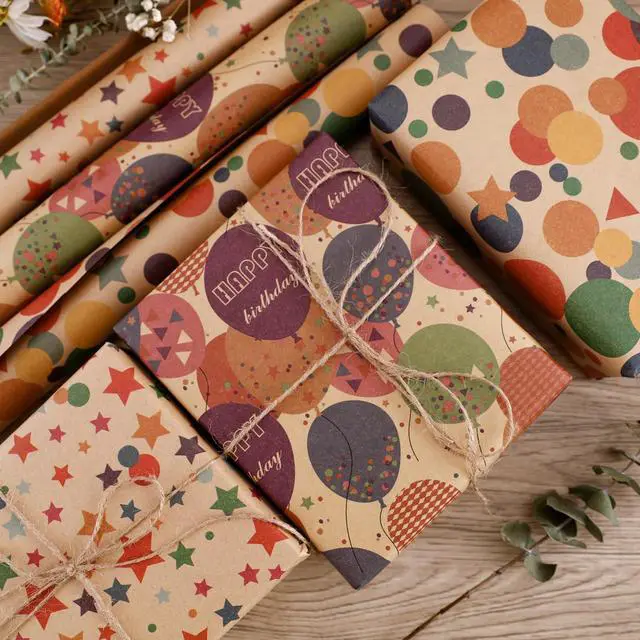 Alt view image 7 of 7 - Birthday Wrapping Paper,Gift Wrapping Paper Roll,Kraft Wrapping Paper-17 inch X 32.8 Feet Per roll,Colorful Happy Birthday Pattern For Boys Girls, Perfect For Birthdays Party, Baby Shower