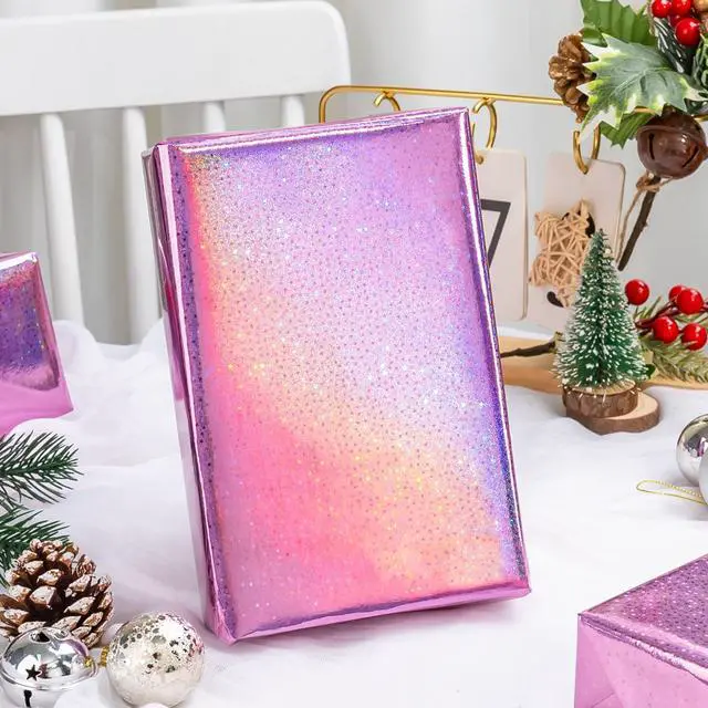 Alt view image 5 of 6 - Pink Wrapping Paper Roll, Metallic Holographic Star Gift Wrap for Birthday, Valentines, Mothers day, Graduation, Wedding, Fathers day, Baby Shower, Christmas (17 IN x 32.8 FT)