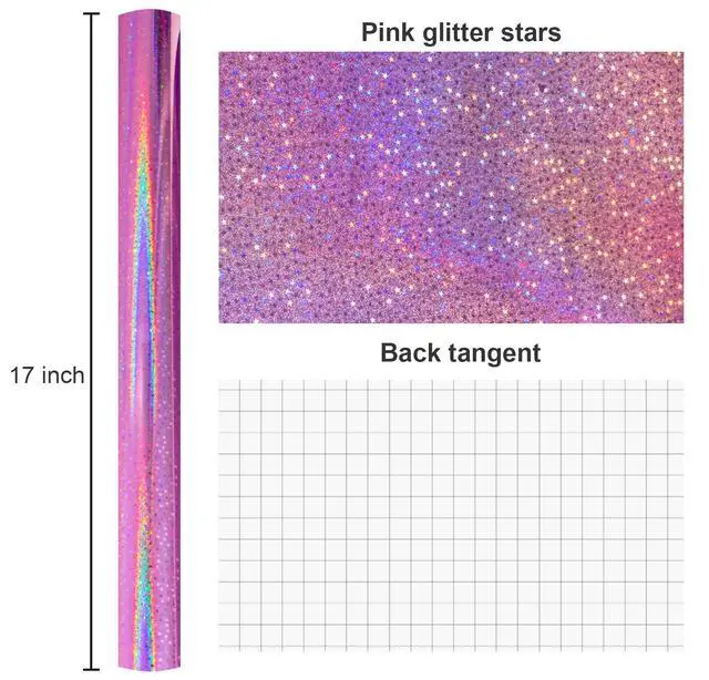 Alt view image 6 of 6 - Pink Wrapping Paper Roll, Metallic Holographic Star Gift Wrap for Birthday, Valentines, Mothers day, Graduation, Wedding, Fathers day, Baby Shower, Christmas (17 IN x 32.8 FT)