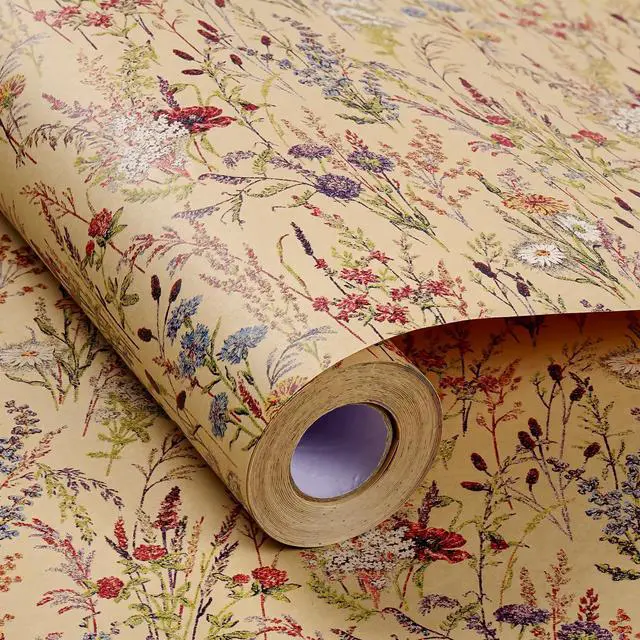 Alt view image 3 of 7 - Wild Flower Wrapping Paper Roll, 17 Inches x 32.8 Feet Kraft Floral Design Wrapping Paper for Women Girls Gifts, Birthdays, Weddings, Bridal Shower and Engagement