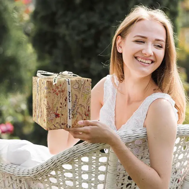 Alt view image 7 of 7 - Wild Flower Wrapping Paper Roll, 17 Inches x 32.8 Feet Kraft Floral Design Wrapping Paper for Women Girls Gifts, Birthdays, Weddings, Bridal Shower and Engagement
