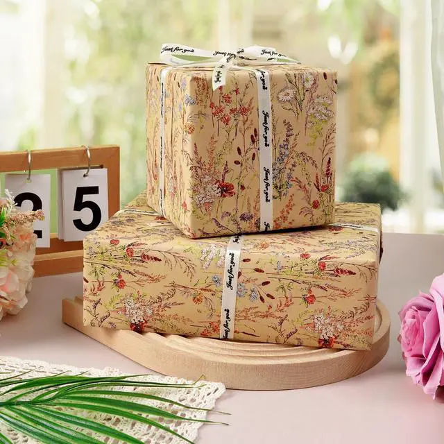 Alt view image 5 of 7 - Wild Flower Wrapping Paper Roll, 17 Inches x 32.8 Feet Kraft Floral Design Wrapping Paper for Women Girls Gifts, Birthdays, Weddings, Bridal Shower and Engagement