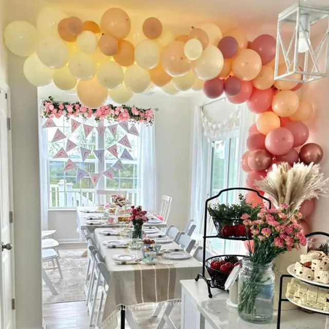 Alt view image 3 of 7 - Retro Blush Pink Balloons, 60 Packs 12 Inch Dusty Pink Metallic Chrome Rose Gold White Sand Nude Balloons for Pumpkin Baby Shower Girls Women Boho Birthday Bridal Wedding Mothers Day Decorations