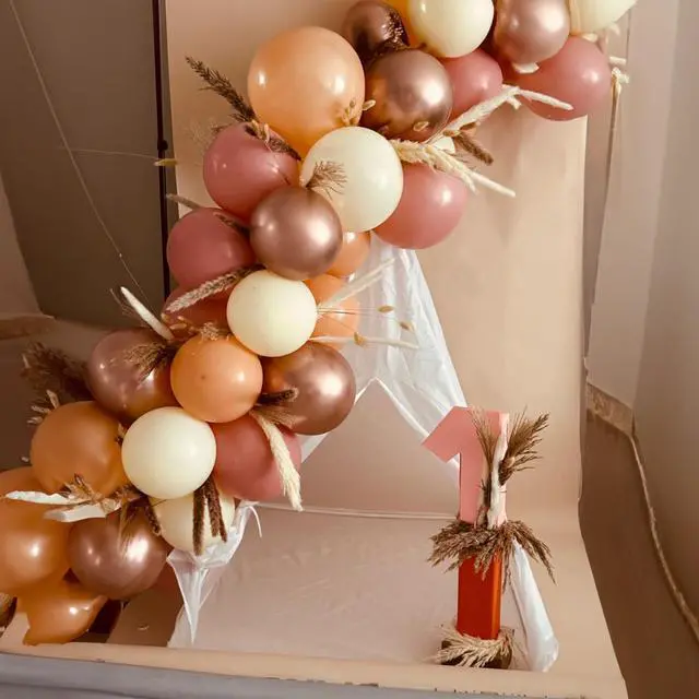 Alt view image 7 of 7 - Retro Blush Pink Balloons, 60 Packs 12 Inch Dusty Pink Metallic Chrome Rose Gold White Sand Nude Balloons for Pumpkin Baby Shower Girls Women Boho Birthday Bridal Wedding Mothers Day Decorations