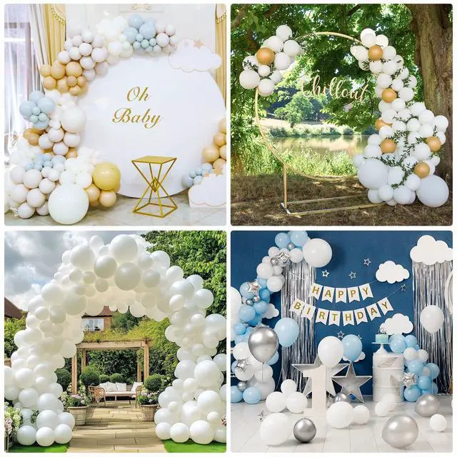 Alt view image 5 of 7 - White Balloons 129pcs Different Sizes 18 12 10 5 Inch for Garland Arch, Latex Balloon for Engagement Wedding Anniversary Birthday Party Baby Shower Decoration