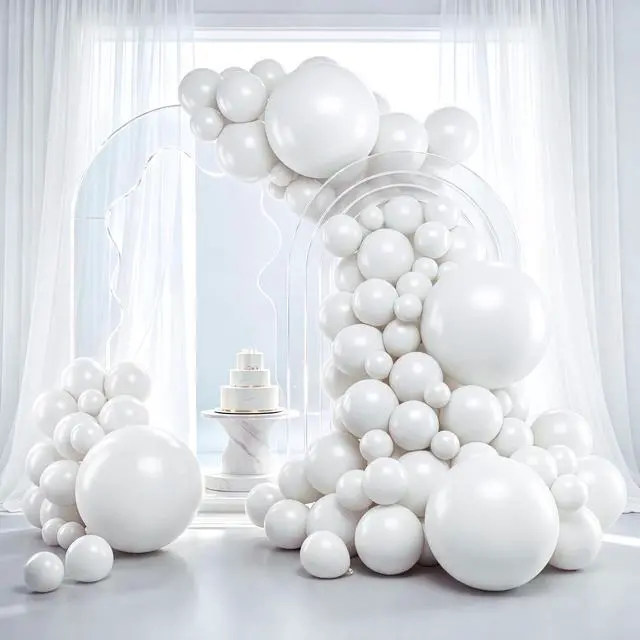 Main image of White Balloons 129pcs Different Sizes 18 12 10 5 Inch for Garland Arch, Latex Balloon for Engagement Wedding Anniversary Birthday Party Baby Shower Decoration