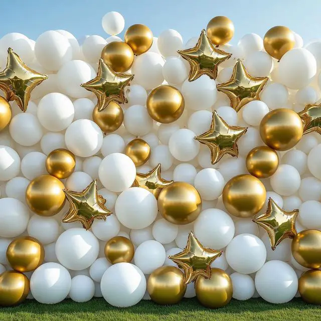 Alt view image 6 of 7 - White Balloons 129pcs Different Sizes 18 12 10 5 Inch for Garland Arch, Latex Balloon for Engagement Wedding Anniversary Birthday Party Baby Shower Decoration