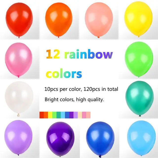 Alt view image 2 of 7 - Rainbow Balloons, 120pcs Party Balloons for Birthday Baby Shower Graduation Anniversary Wedding Party Supplies Garland Arch Decoration,12 Inches, Assorted Color