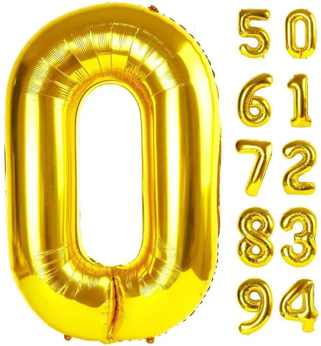 Main image of Gold Number Balloon 40 Inch, 0 Number Balloons, 10 20 30 40 50 Numbers Balloon Birthday Decorations, Gold Party Supplies for Women Men