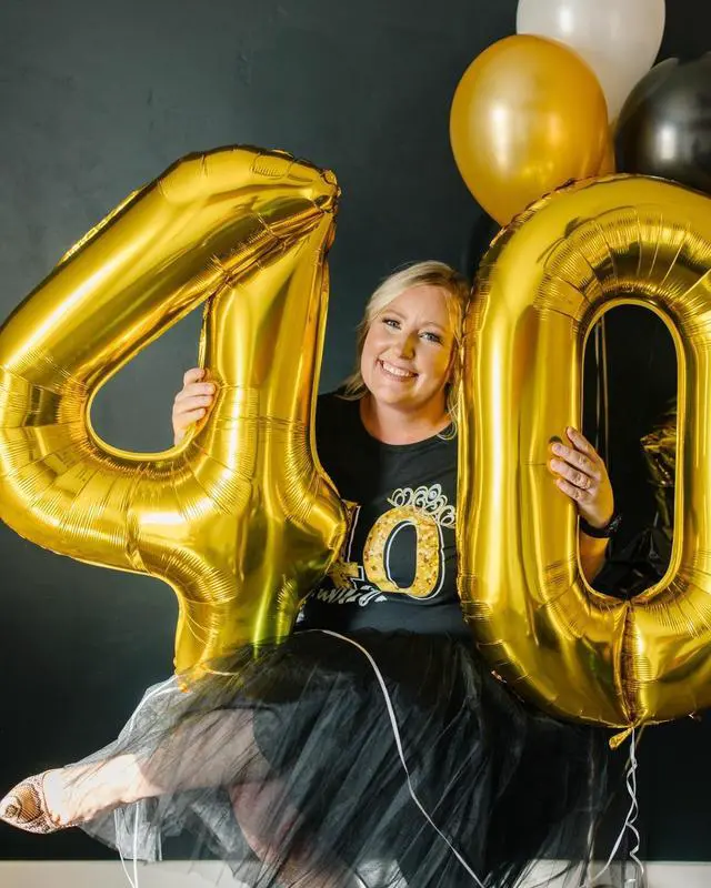 Alt view image 3 of 7 - Gold Number Balloon 40 Inch, 0 Number Balloons, 10 20 30 40 50 Numbers Balloon Birthday Decorations, Gold Party Supplies for Women Men