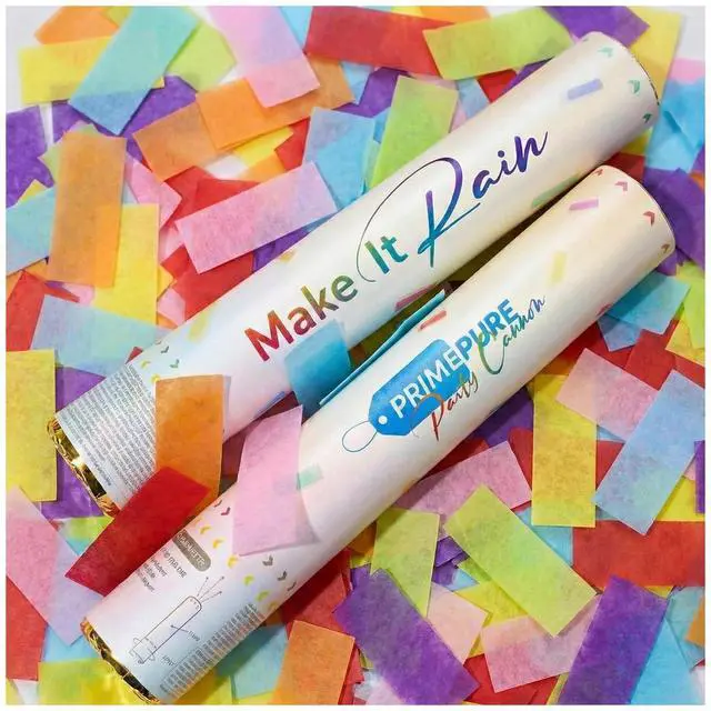 Main image of Confetti Cannon Poppers, Biodegradable Multicolor Paper, 2 Pack