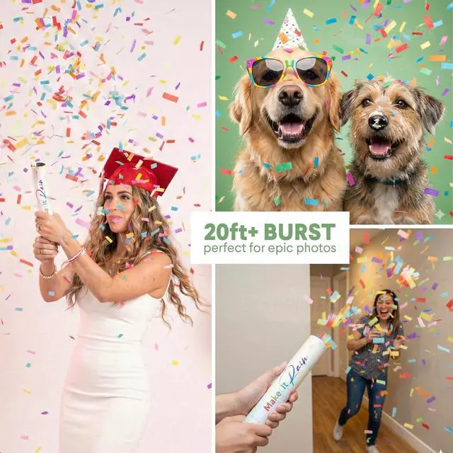 Alt view image 5 of 7 - Confetti Cannon Poppers, Biodegradable Multicolor Paper, 2 Pack