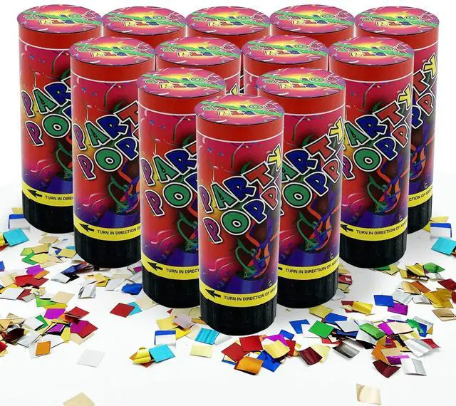 Main image of 12 PCS Confetti Poppers Cannons for Wedding Birthday Graduation Baby Shower Anniversary Christmas New Year's Kids Fun Party Supplies Decorations and Favors