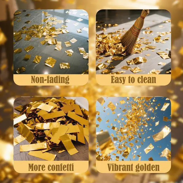 Alt view image 4 of 7 - 5-Pack Gold Confetti Poppers, 12-Inch Recyclable Confetti Cannons for Weddings, Birthdays, Graduations, and Festive Gatherings.