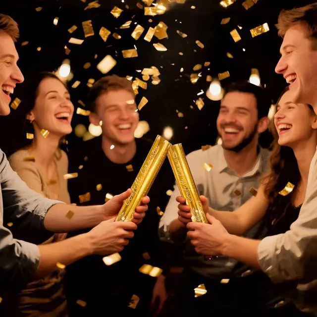 Alt view image 7 of 7 - 5-Pack Gold Confetti Poppers, 12-Inch Recyclable Confetti Cannons for Weddings, Birthdays, Graduations, and Festive Gatherings.
