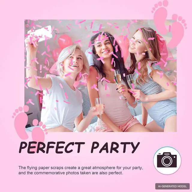 Alt view image 5 of 6 - 4 Pack Gender Reveal Confetti Cannon | No Powder Confetti Poppers | Ideal for Baby Girl Gender Reveal Decoration (4 Pink)
