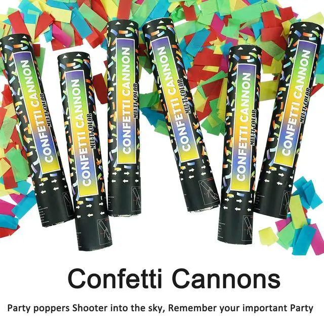 Alt view image 4 of 6 - Biodegradable Confetti Cannon 6 Pack Multicolor Party Popper Shooters,12 Inch Large Confetti Cannon for Wedding Celebration Birthday Celebration Baby Shower Decorations Christmas New Year Graduation