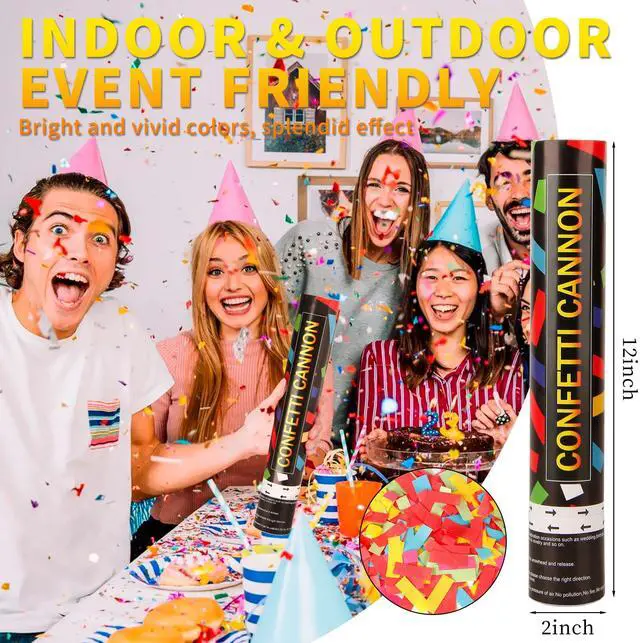 Alt view image 2 of 7 - 6 Pack 12 Inch Confetti Cannon Multicolor Confetti Popper Party Shooter for Wedding Birthday Graduation Celebration, These Pack of 6 Confetti cannon with Biodegradable Paper Launches 16 ft