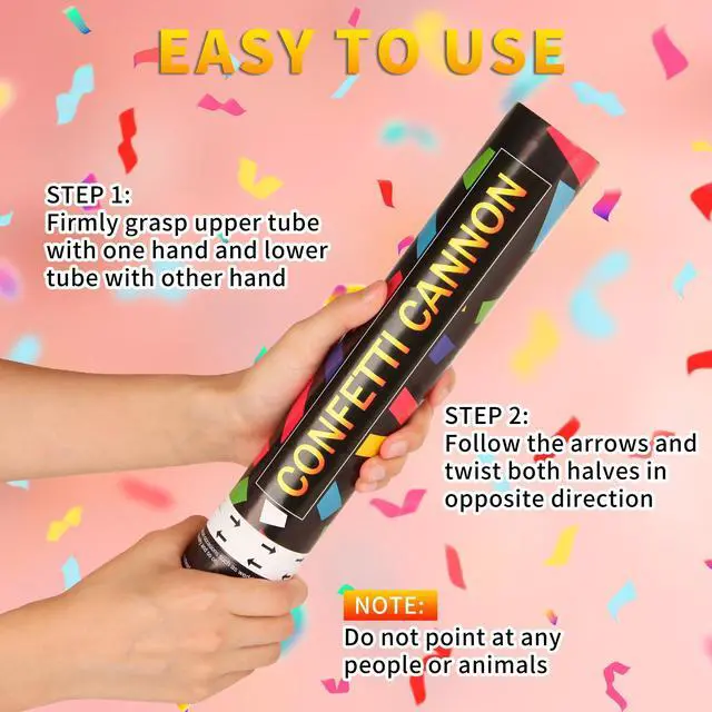 Alt view image 3 of 7 - 6 Pack 12 Inch Confetti Cannon Multicolor Confetti Popper Party Shooter for Wedding Birthday Graduation Celebration, These Pack of 6 Confetti cannon with Biodegradable Paper Launches 16 ft