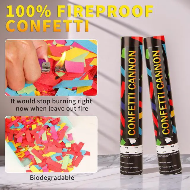 Alt view image 4 of 7 - 6 Pack 12 Inch Confetti Cannon Multicolor Confetti Popper Party Shooter for Wedding Birthday Graduation Celebration, These Pack of 6 Confetti cannon with Biodegradable Paper Launches 16 ft
