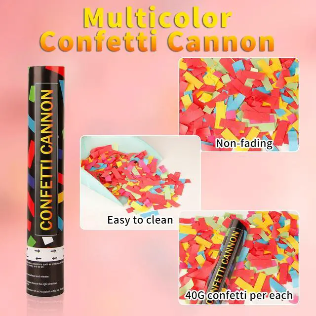 Alt view image 6 of 7 - 6 Pack 12 Inch Confetti Cannon Multicolor Confetti Popper Party Shooter for Wedding Birthday Graduation Celebration, These Pack of 6 Confetti cannon with Biodegradable Paper Launches 16 ft