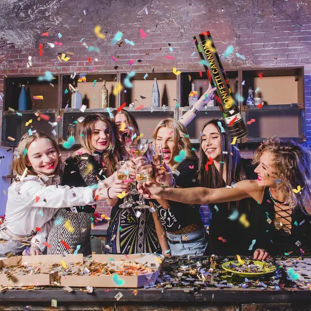 Alt view image 7 of 7 - 6 Pack 12 Inch Confetti Cannon Multicolor Confetti Popper Party Shooter for Wedding Birthday Graduation Celebration, These Pack of 6 Confetti cannon with Biodegradable Paper Launches 16 ft