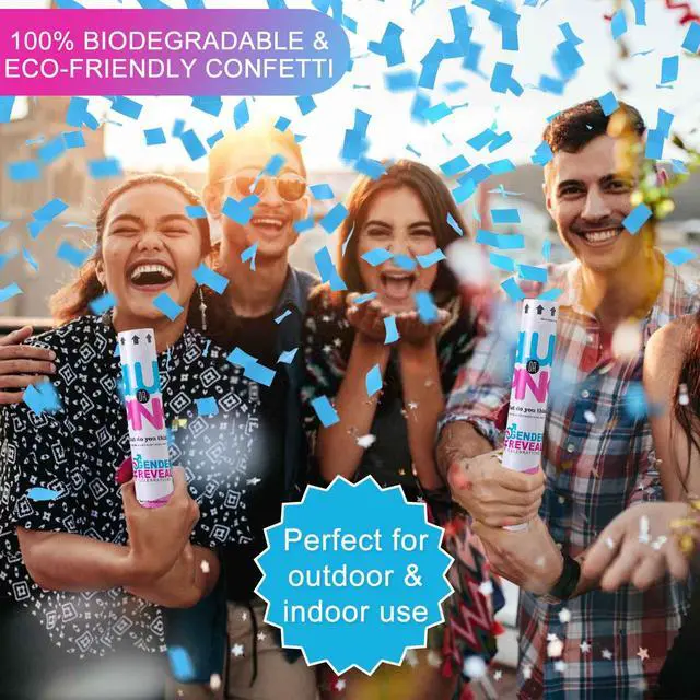 Alt view image 3 of 6 - Premium Gender Reveal Confetti Cannon, Set of 4 Mixed (2 Blue 2 Pink) Gender Reveal Confetti Cannon Popper, for Gender Reveal Decorations and Baby Gender Reveal Party Supplies, Pink&blue