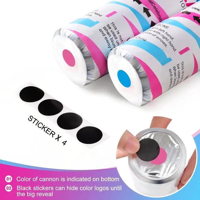 Alt view image 5 of 6 - Premium Gender Reveal Confetti Cannon, Set of 4 Mixed (2 Blue 2 Pink) Gender Reveal Confetti Cannon Popper, for Gender Reveal Decorations and Baby Gender Reveal Party Supplies, Pink&blue