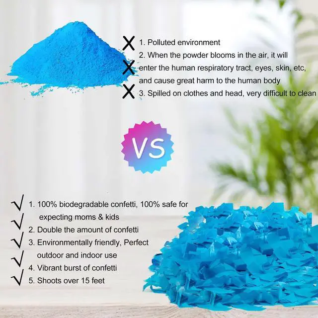 Alt view image 4 of 6 - Premium Gender Reveal Confetti Cannon, Set of 4 Mixed (2 Blue 2 Pink) Gender Reveal Confetti Cannon Popper, for Gender Reveal Decorations and Baby Gender Reveal Party Supplies, Pink&blue