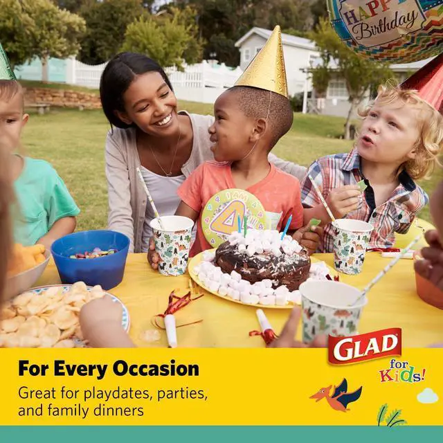 Alt view image 5 of 6 - Disposable Paper Plates, Dinosaurs, 8.5 Inch, 20 Count | Fun kid-friendly design, heavy-duty, soak-proof, cut-resistant plates for birthdays, parties, and everyday meals
