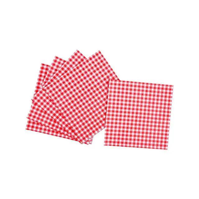 Alt view image 6 of 7 - Gingham Red and White Party Supplies Disposable Paper Plates Napkins Cups Knives Spoons Forks Tablecloth Banner for Birthday Party Family Dinner Picnic Barbecue Mother's Day Party, Serve 25