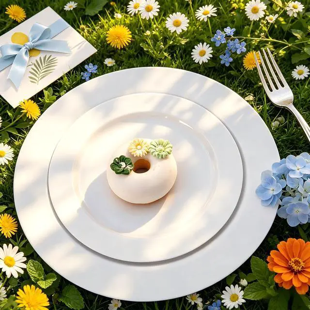 Alt view image 5 of 7 - 60PCS White Plastic Plates - Heavy Duty White Disposable Plates for 4th of July/Birthday Party/Wedding -serve for 30 guests Include 30PCS 10.25" & 30PCS 7.5" Plates for Summer Party
