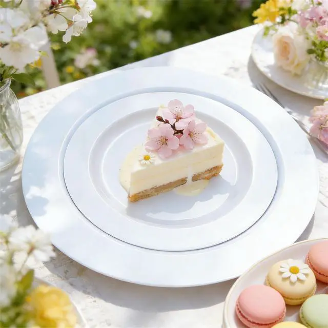 Alt view image 3 of 7 - 60PCS White Plastic Plates - Heavy Duty White Disposable Plates for 4th of July/Birthday Party/Wedding -serve for 30 guests Include 30PCS 10.25" & 30PCS 7.5" Plates for Summer Party