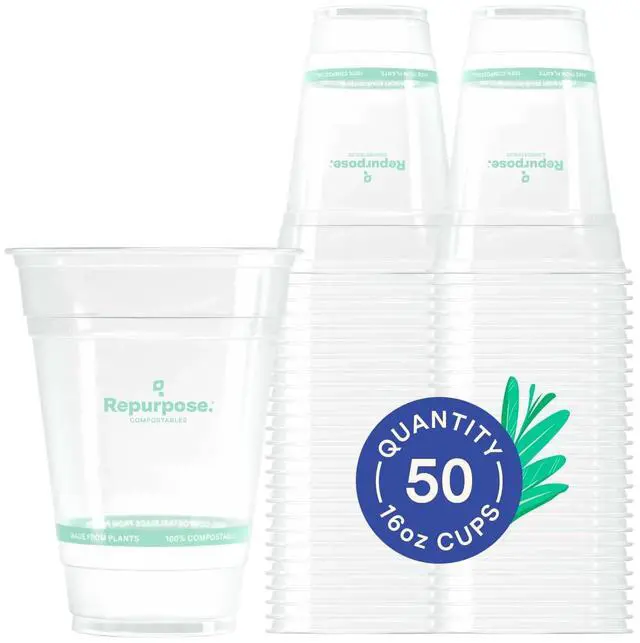 Main image of Plant-Based Clear Cold Cups, 16oz, 50 Count, BPA Free, No PFAS Added, FDA Non-Toxic, Certified BioBased